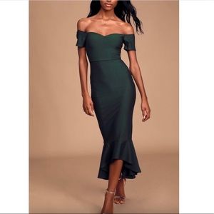 Lulus Off the Shoulder Trumpet Midi Dress